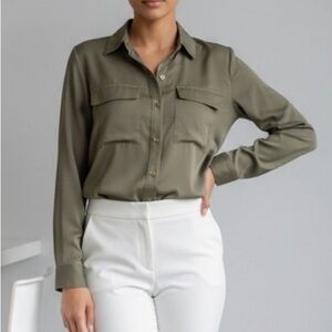 Michael Kors Satin Finish Utility Blouse